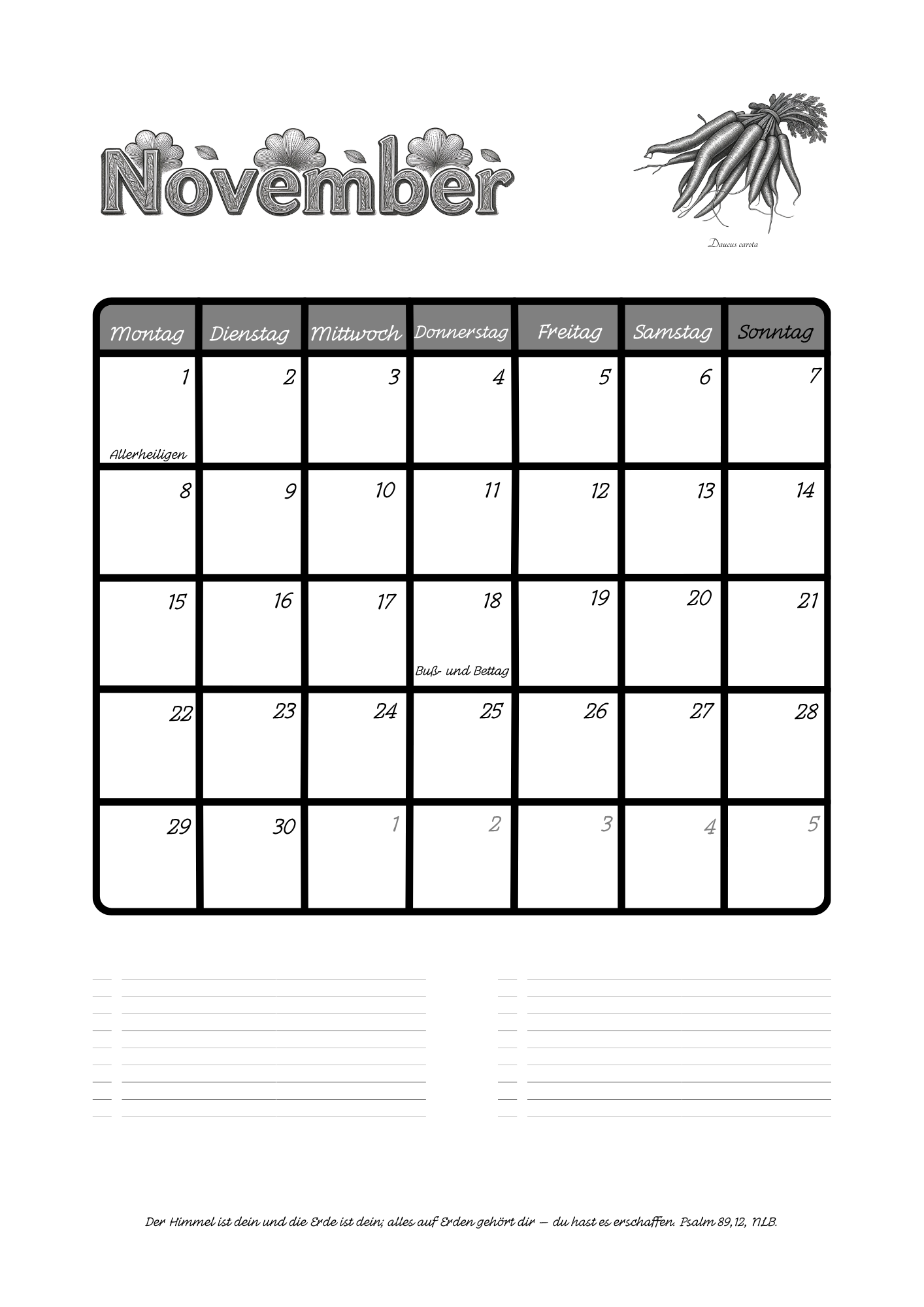 Wandkalender 2027