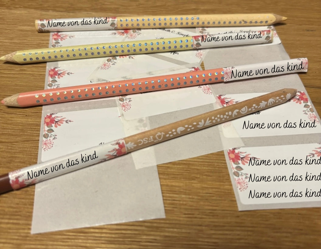 Set 18 Etiketten für Buntstifte - Schulkind 2026/27