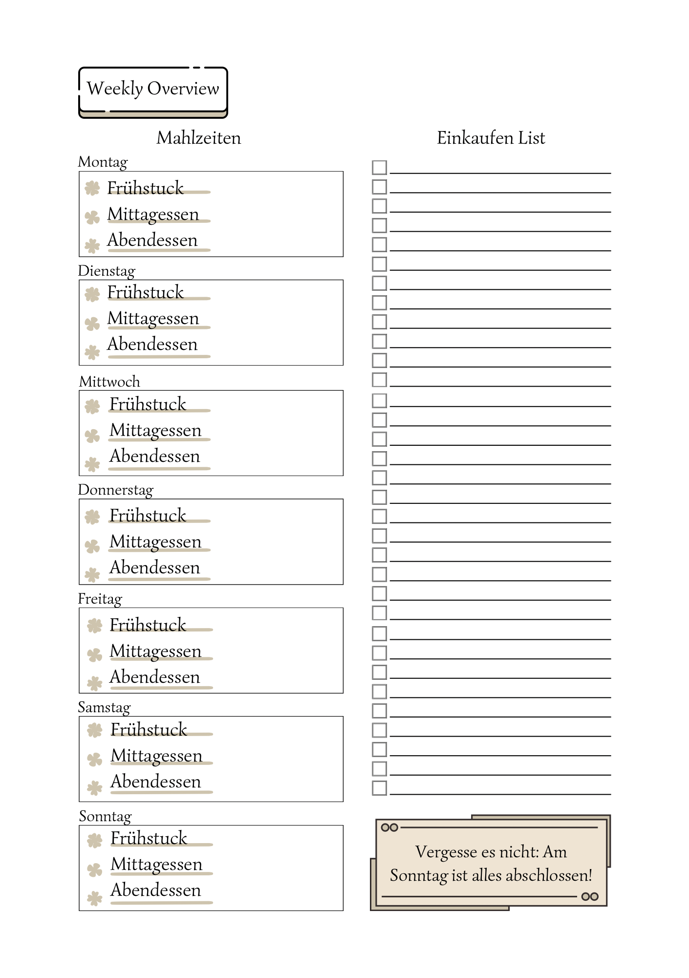 Jahres planner