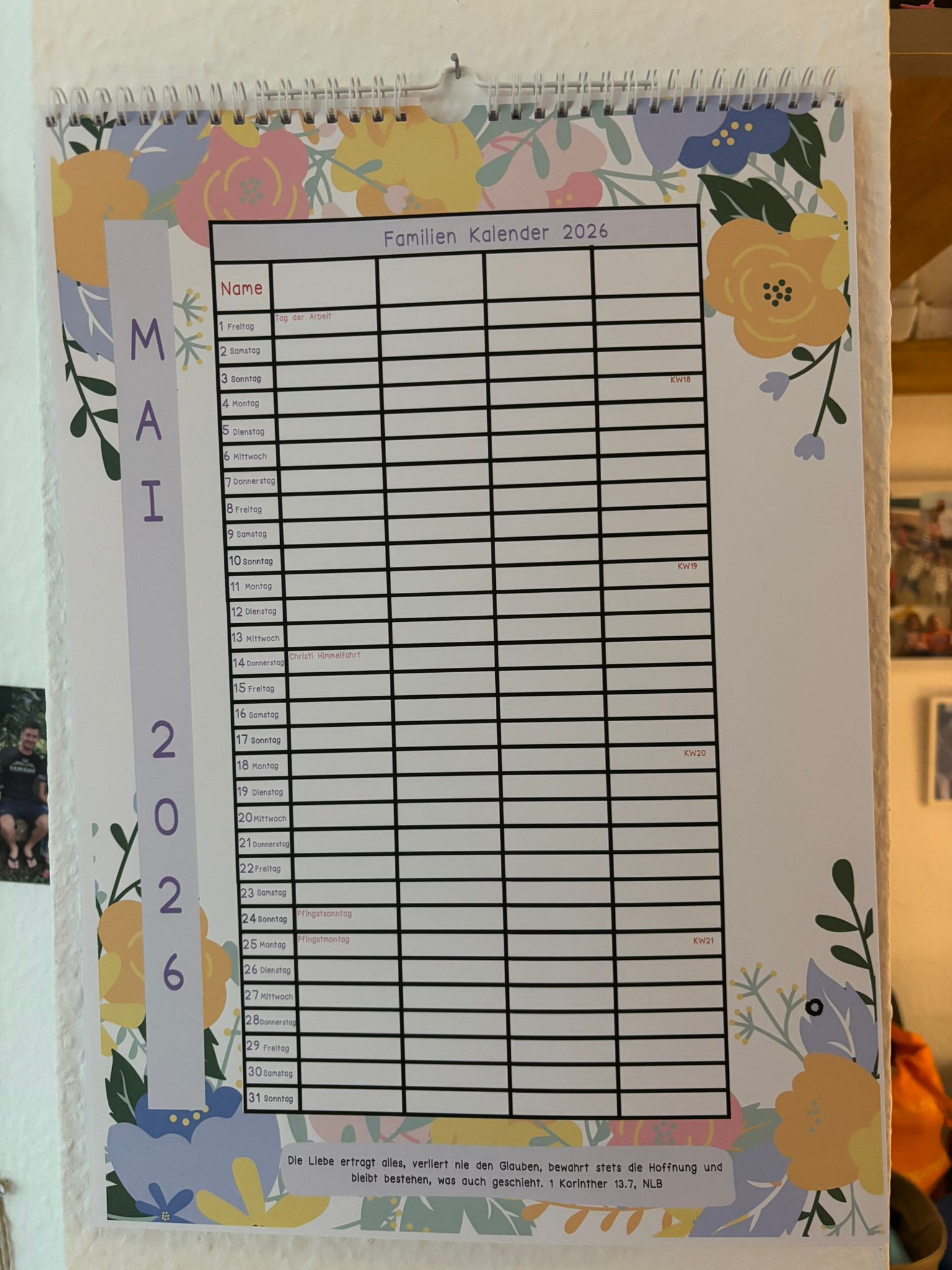 Wand Familien Kalender - 4 Leute