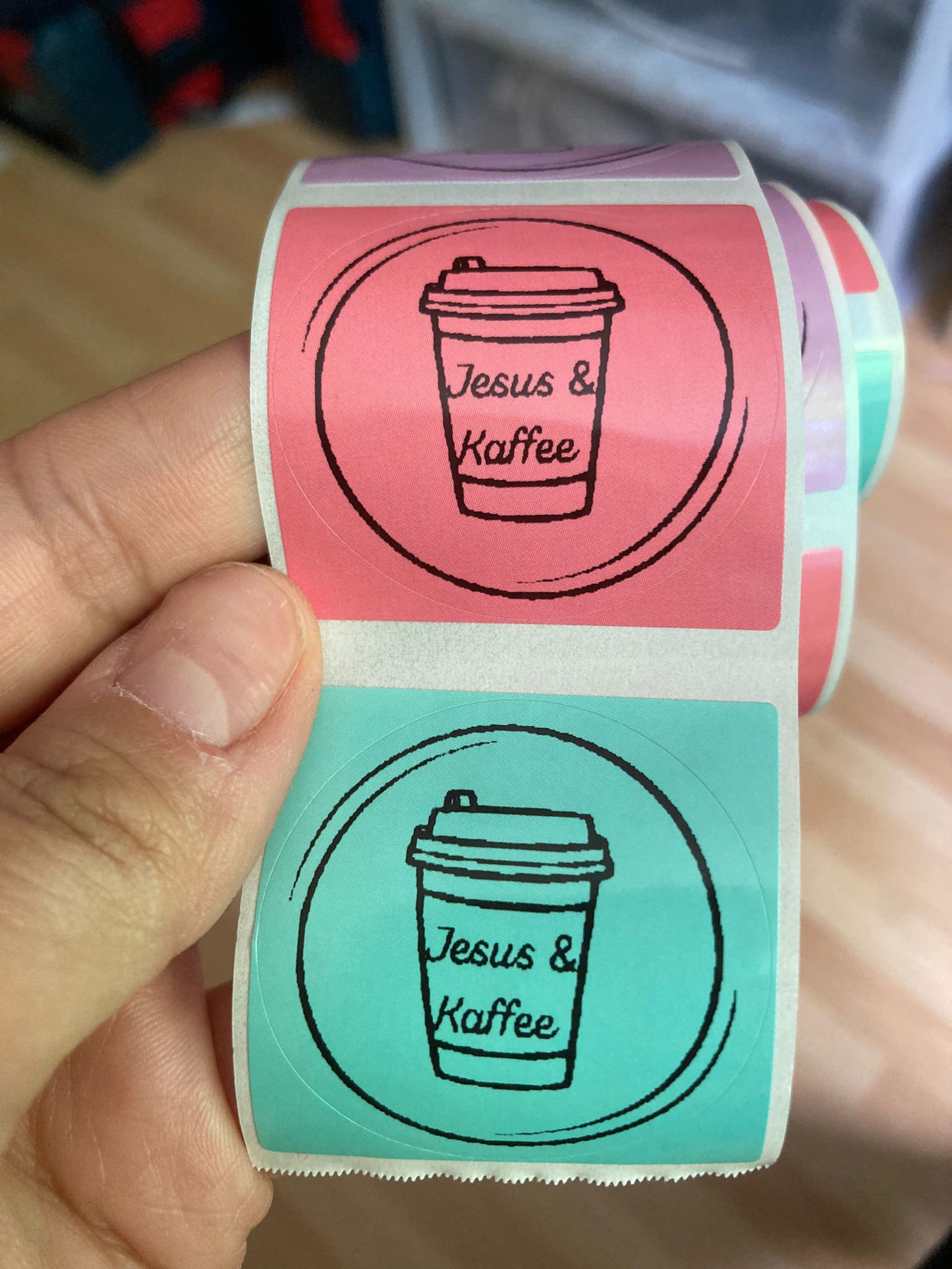 Set von 6 farbigen runden Stickers - 40x40mm