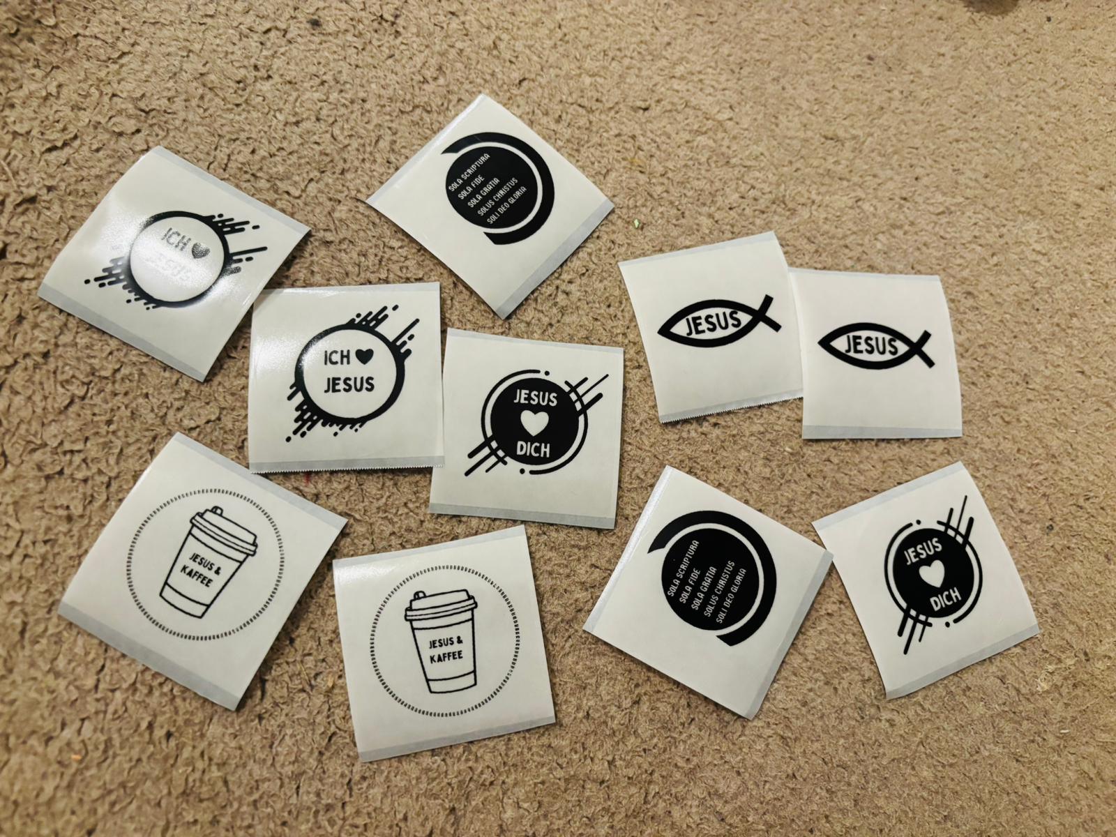 Set mit 10 transparenten, runden Aufklebern, 50 x 50 mm