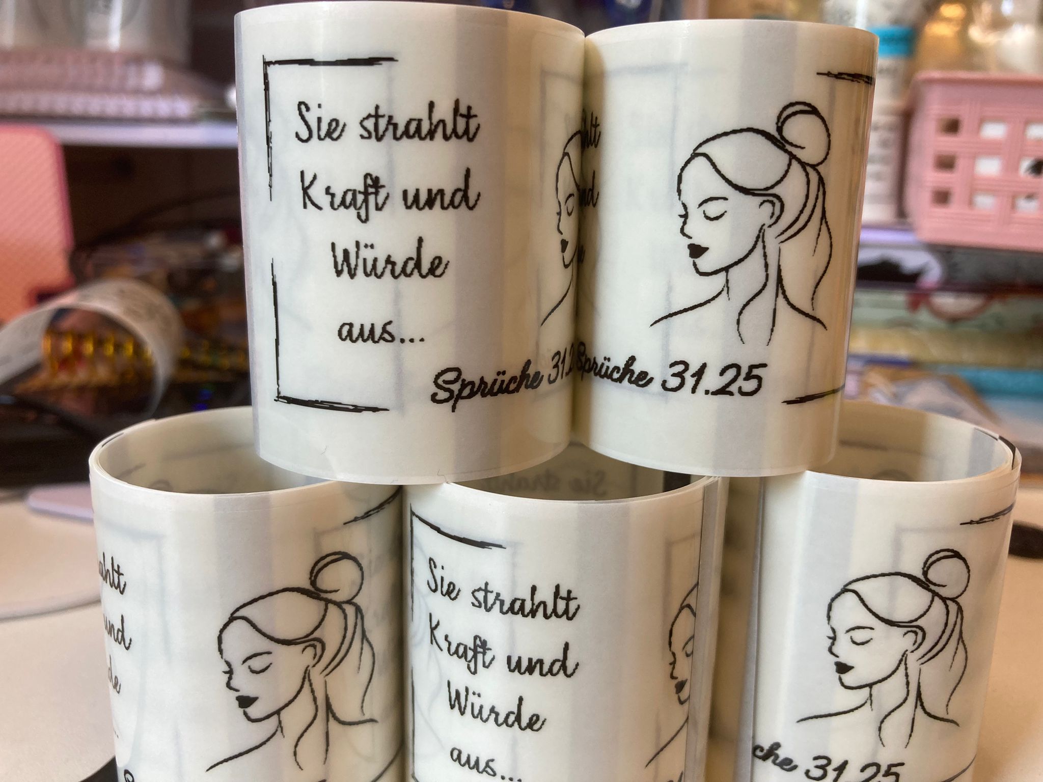 Set von 6  transparent stickers - 80x50mm